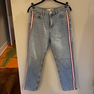 topshop straight leg racer stripe jeans